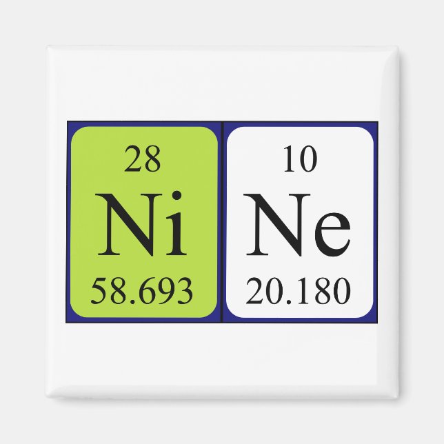 Nio periodiska bord namn-magnet magnet (Framsidan)