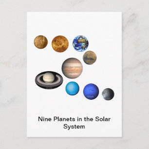 Nio planeter i solsystemet vykort