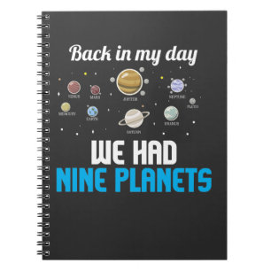Nio planeter Pluto Astronomy Science Glöm aldrig Anteckningsbok