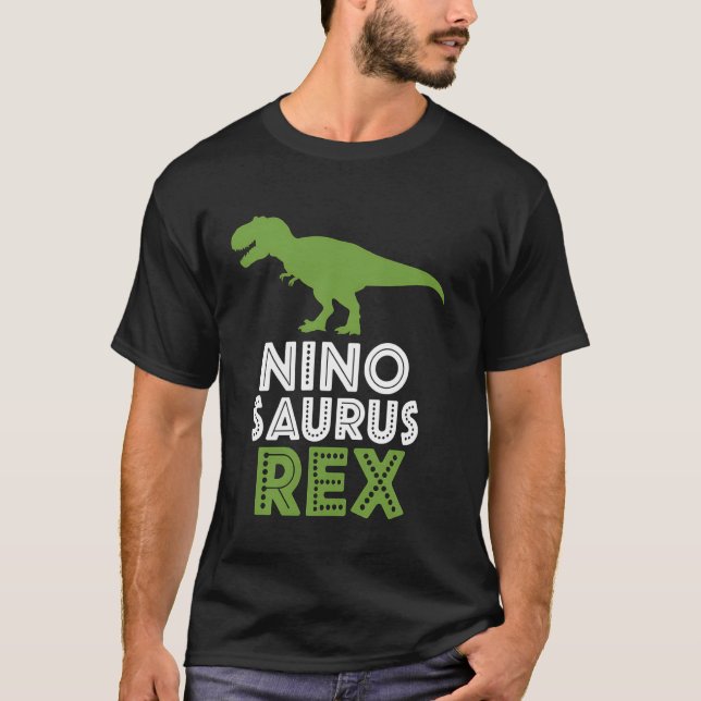 Nio Saurus Rex Funny Dinosaur Boys T Shirt (Framsida)