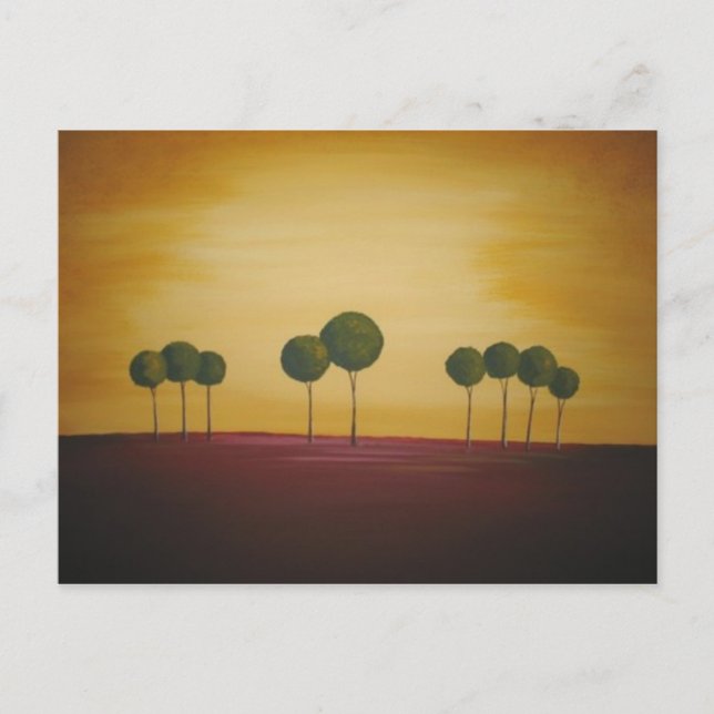 Nio Träd vid Sunset Vykort (Framsida)