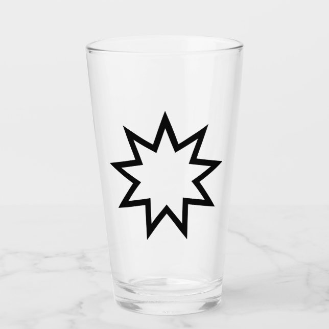 Nio-udda stjärnor (symbol för Bahai Faith) Glaskopp (Framsida)