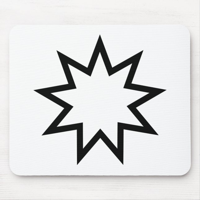 Nio-udda stjärnor (symbol för Bahai Faith) Musmatta (Framsidan)