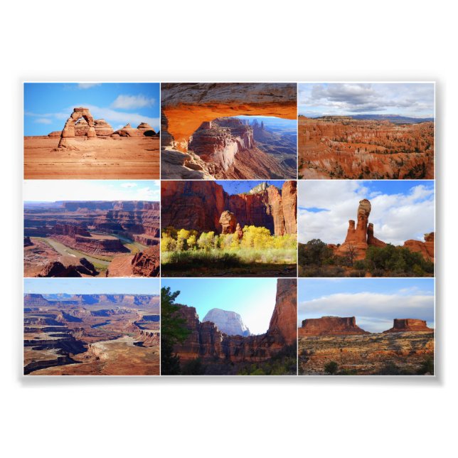 Nio Utah Landmarks Collage Fototryck (Framsidan)
