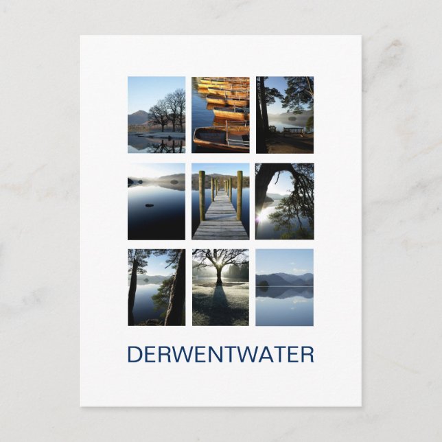 Nio vyer av Derwentwater - Lake District, Storbrit Vykort (Framsida)