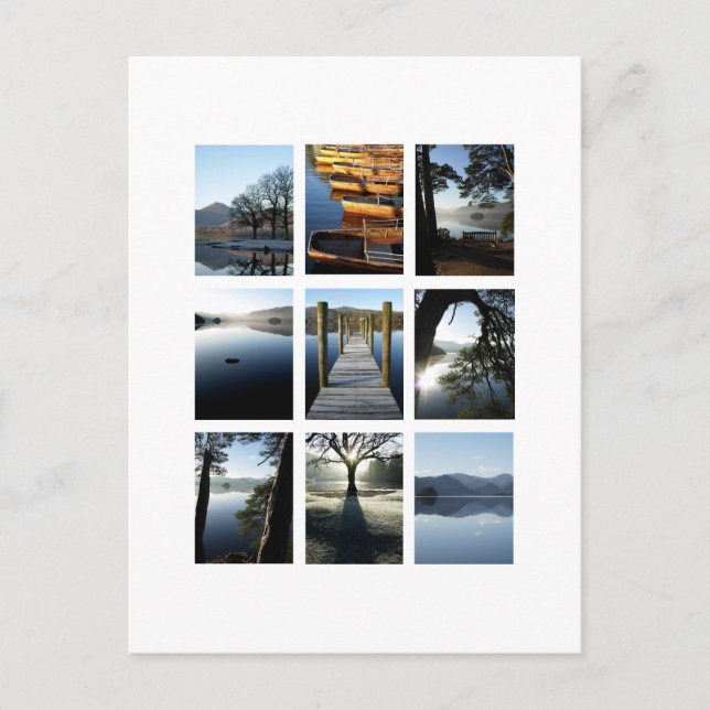 Nio vyer av Derwentwater - Sjö District, Förenade  Vykort (Framsida)