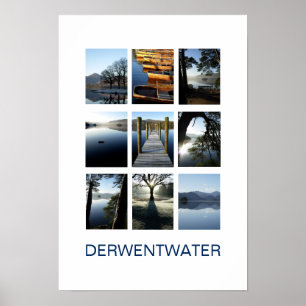 Nio vyer av Derwentwater - Sjö District Poster