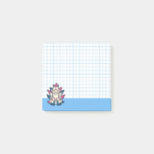 Niofotad Kitsune- Japansk Rävyokai Blå Grid Post-it Block