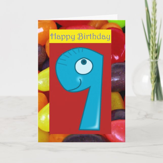 Nionde årsdagen i lycklig 9 år fyller nio år kort (Framsida)