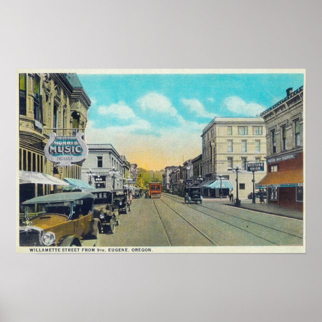 Nionde gatuvyn på Willamette Street Poster (Framsidan)