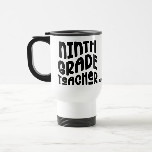 Nionde Klass Lärare Svart Typografi Design Resemugg (Vänster)