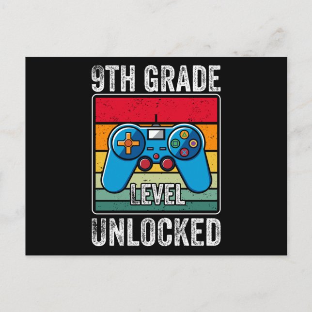 Nionde Klass Nivå Upplåst Video Game Student Prese Vykort (Framsida)