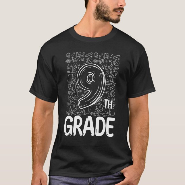 Nionde Klass-typografiteamet Nionde Klass tillbaka T Shirt (Framsida)