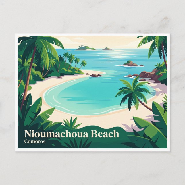 Nioumachoua Strand Comoros Vykort (Framsida)