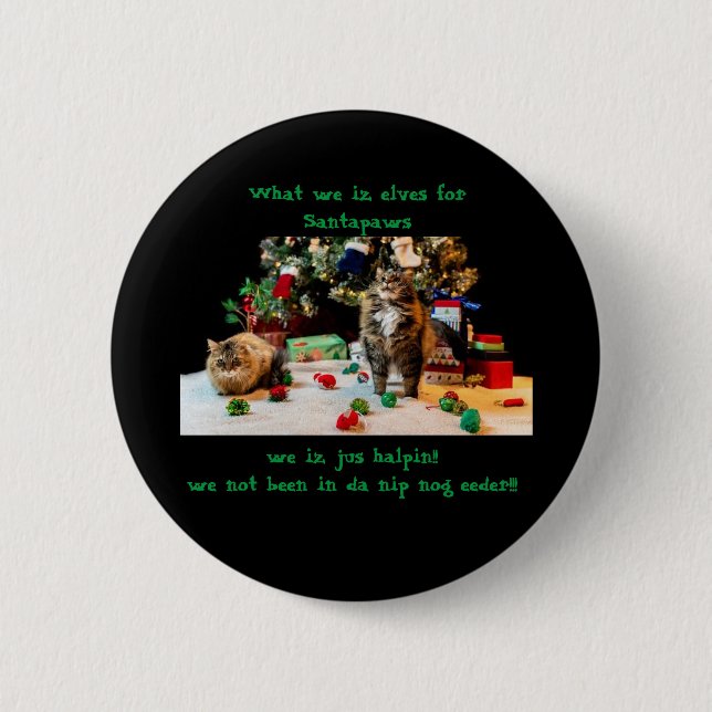 Nip nog Santapaws hjälppakatt roligt jul Knapp (Framsida)