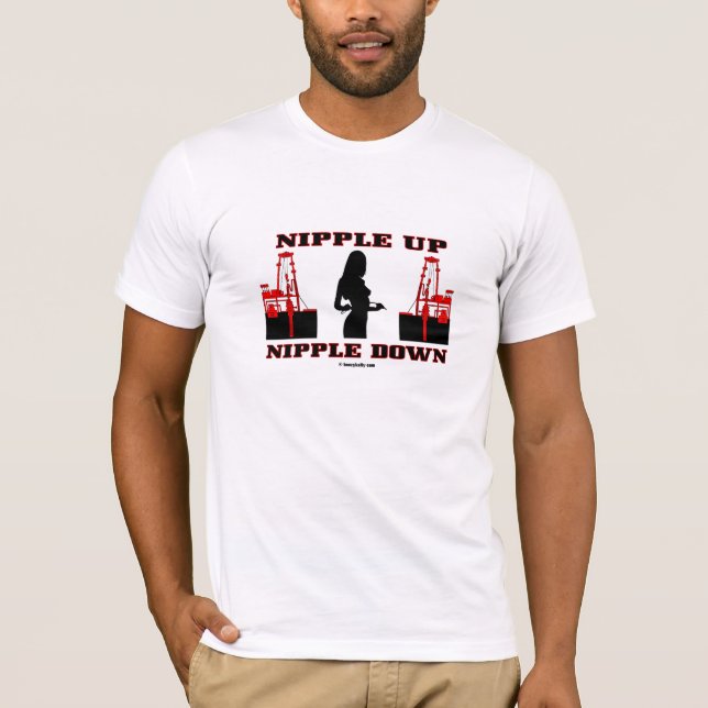 Nippeln upp nippeln besegrar, olja lappar T-tröja, T Shirt (Framsida)