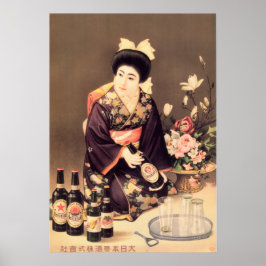 NIPPON BEER BREWERY Vintage Japansk reklam Poster
