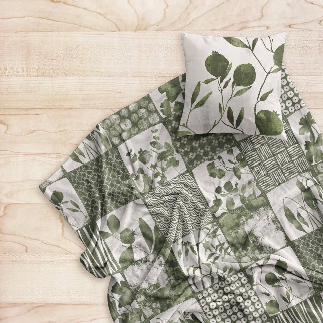 Nippon Cheater Quilt Olive Sage Green White Fleecefilt (Skapare uppladdad)