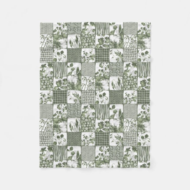Nippon Cheater Quilt Olivgrön Vit Fleecefilt (Framsidan)