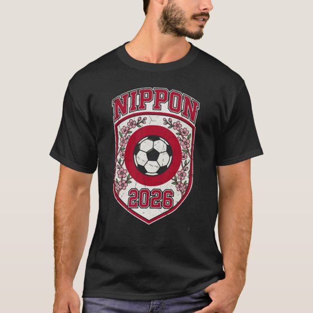 Nippon Japan Soccer 2026 Crest with Cherry Blossom T Shirt (Framsida)