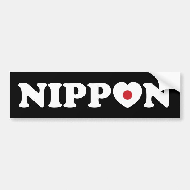 Nippon Kärlek Heart Flagga Bumper Sticker Bildekal (Framsidan)