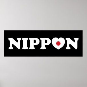 Nippon Kärlek Heart Flagga Poster