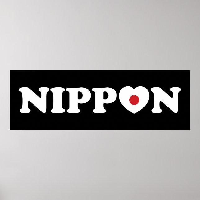 Nippon Kärlek Heart Flagga Poster (Framsidan)