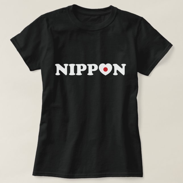 Nippon Kärlek Heart Flagga T-Shirt (Design framsida)