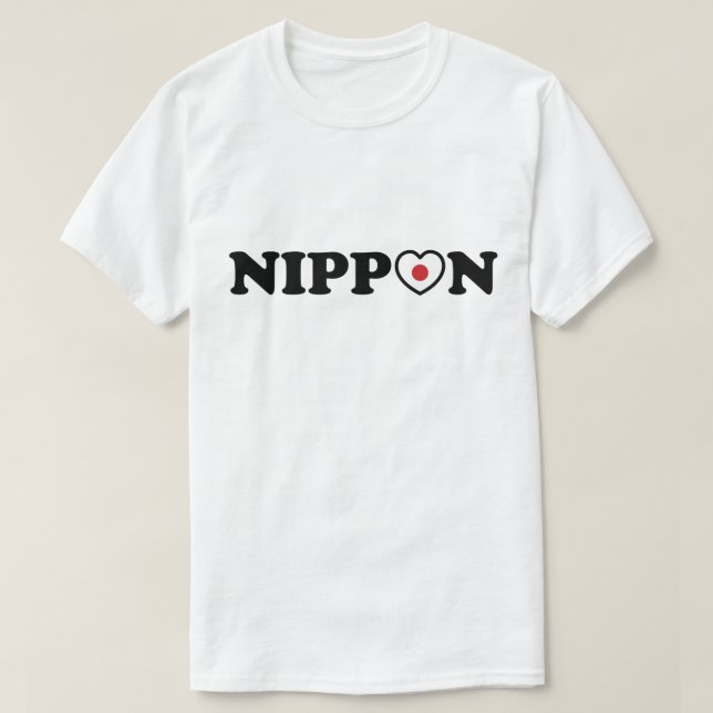 Nippon Kärlek Heart Flagga T Shirt (Design framsida)