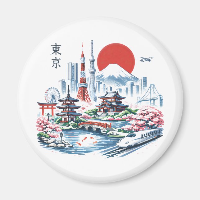 Nippon Sakura Tokyo Körsbärsblom Magnet (Framsidan)
