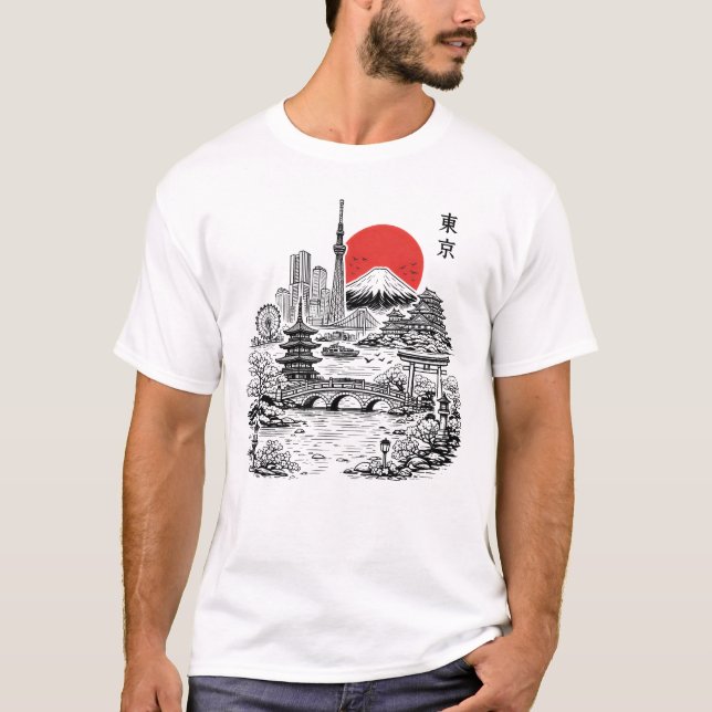 Nippon Sakura Tokyo Körsbärsblomning  T Shirt (Framsida)