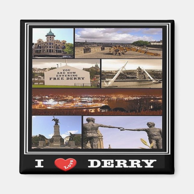 NIR015 DERRY "I KÄRLEK", Nordirland, Fridge Magnet (Framsidan)