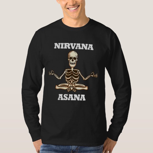Nirvana Asana Skeleton Meditation Energy T Shirt (Framsida)