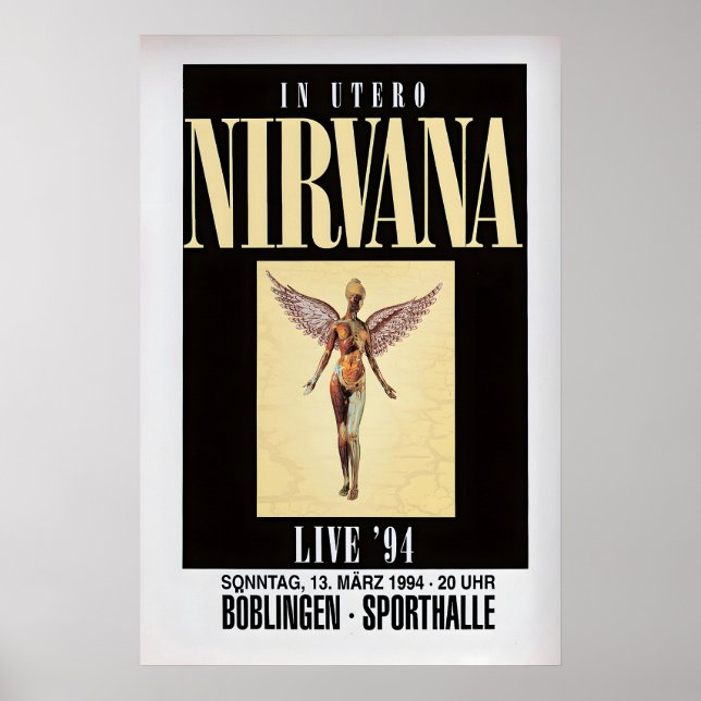 Nirvana In Utero 1994 Konsert Affisch  Musikgig (Framsidan)