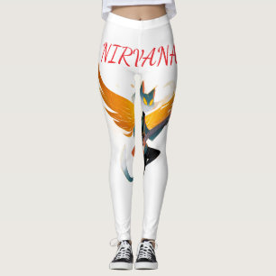 Nirvana Katt med Gitarr & Vingar – Dam Vit Le Leggings