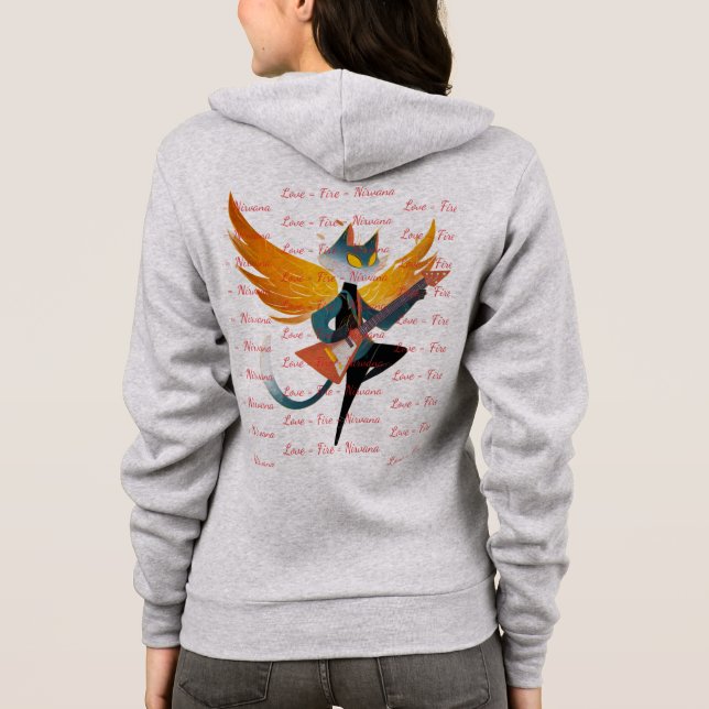 Nirvana Katt med Gitarr & Vingar – Kvinnors Dragke T Shirt (Baksida)