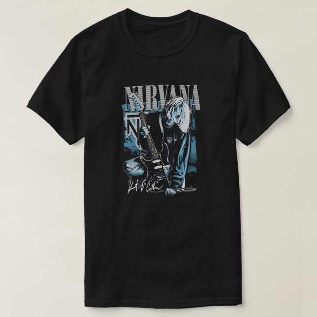 Nirvana Kurt Cobain Grunge Illustration T Shirt (Design framsida)
