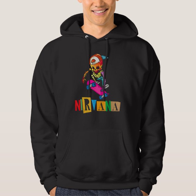 Nirvana Skateboard Skelton Hoodie (Framsida)