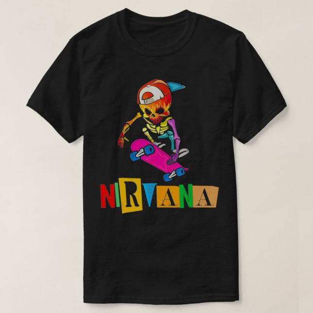 Nirvanas Skateboard Skelton  T Shirt (Design framsida)
