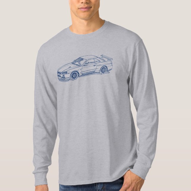 Nis-horisont GTR R34 2000 skissar T Shirt (Framsida)
