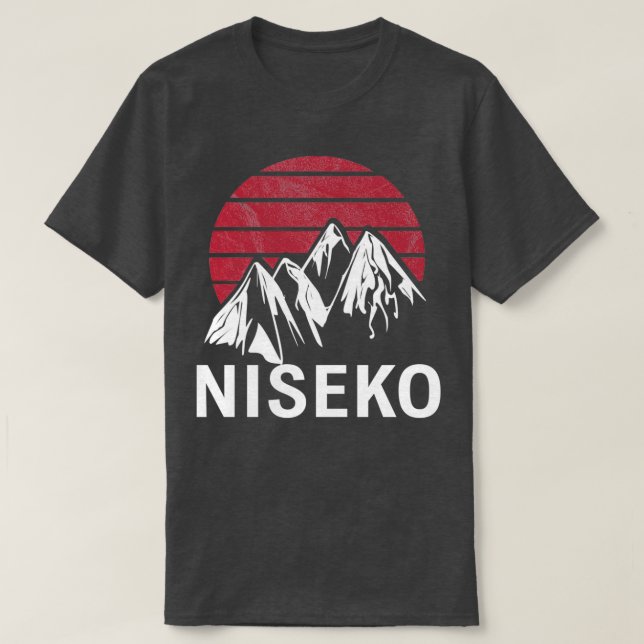 Niseko Hokkaido Island Japan Red Flagga Ski Resort T Shirt (Design framsida)