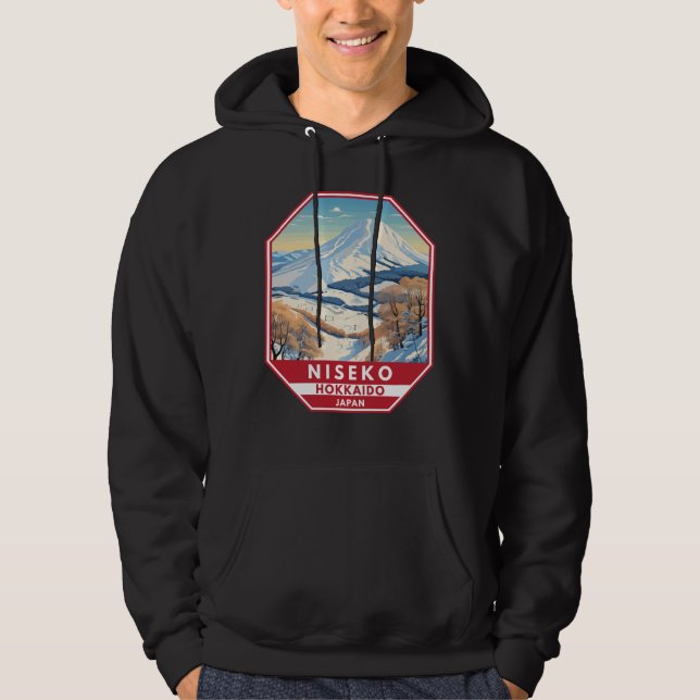 Niseko Hokkaido Japan Winter Travel Art Vintage Hoodie (Framsida)