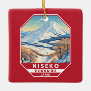 Niseko Hokkaido Japan Winter Travel Art Vintage Julgransprydnad Keramik