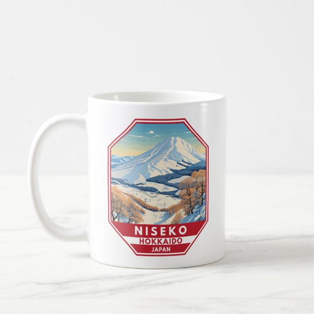Niseko Hokkaido Japan Winter Travel Art Vintage Kaffemugg (Vänster)
