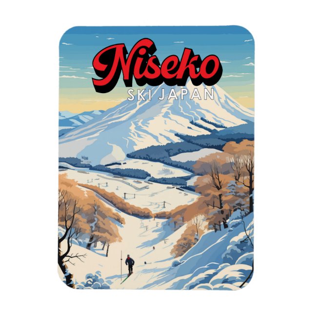 Niseko Hokkaido Japan Winter Travel Art Vintage Magnet (Vertikal)
