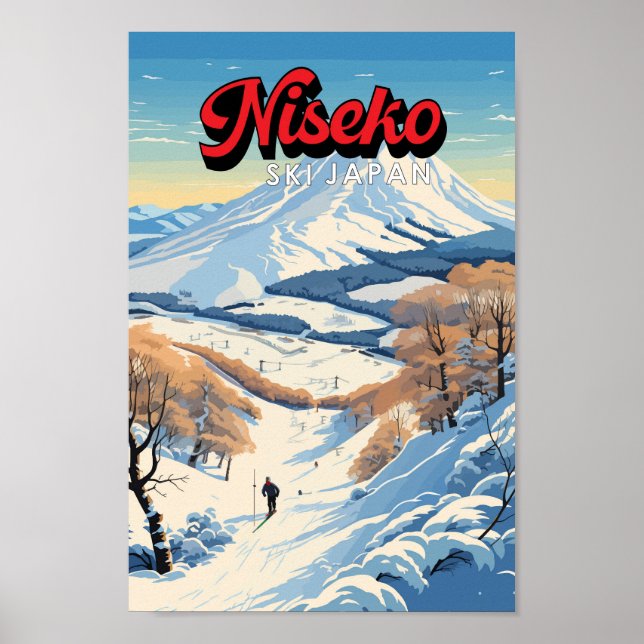 Niseko Hokkaido Japan Winter Travel Art Vintage Poster (Framsidan)