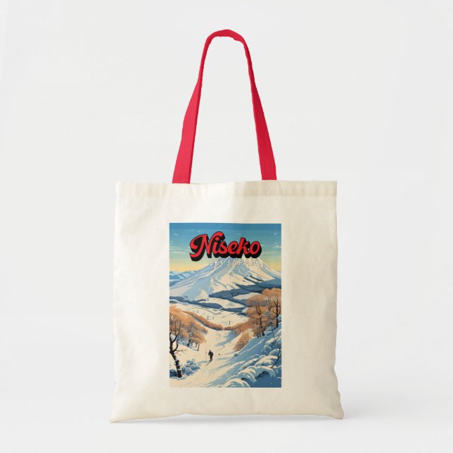 Niseko Hokkaido Japan Winter Travel Art Vintage Tygkasse (Framsidan)