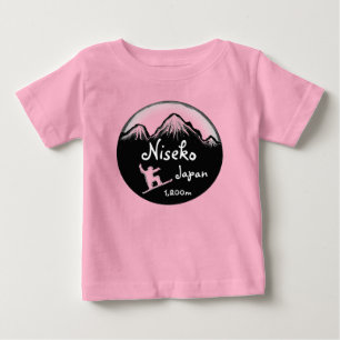 Niseko Japan baby svartvit snöpapp konst T Shirt