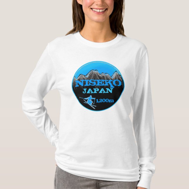 Niseko Japan blått skidar konsthöjdhoodien Tröja (Framsida)