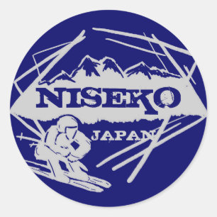 Niseko Japan blue grått ski logotyp art-klistermär Runt Klistermärke